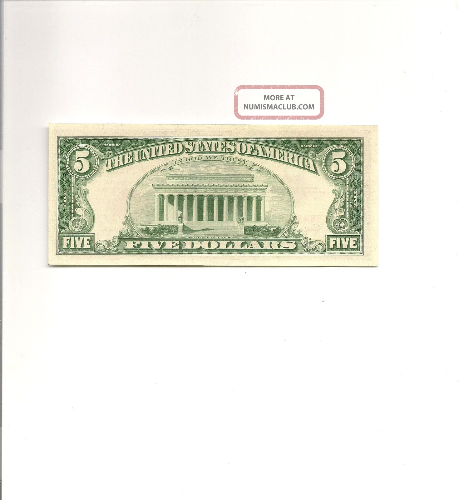 1963 $5 Red Seal Frn Note A58434186a Cu Unc