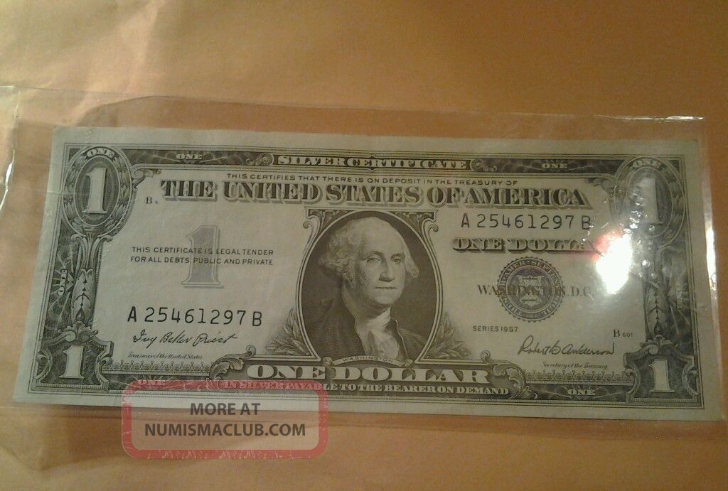 1 - 1957 /blue Seal1 Doller Bill Silver Cert.  Us Cresp, Small Size Notes photo