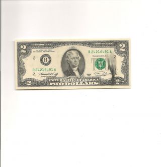 Rare 1976 $2 Frn York B Authentic Bep Ink Smear Error Note Cu Very Crisp photo