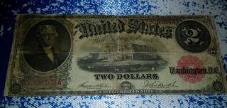 1917 Us 2 Dollars Large Note,  Red Seal photo