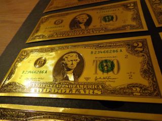Lucky 24 Kt Gold Two Dollar Note - 2 Dollar Gift Bill,  In Pvc Plastic Holder photo