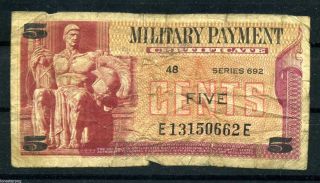 Military Payment Certificate Series 692 5 Cent photo
