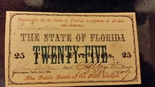 Florida 1863 25 Cent Uncirculated Banknote photo