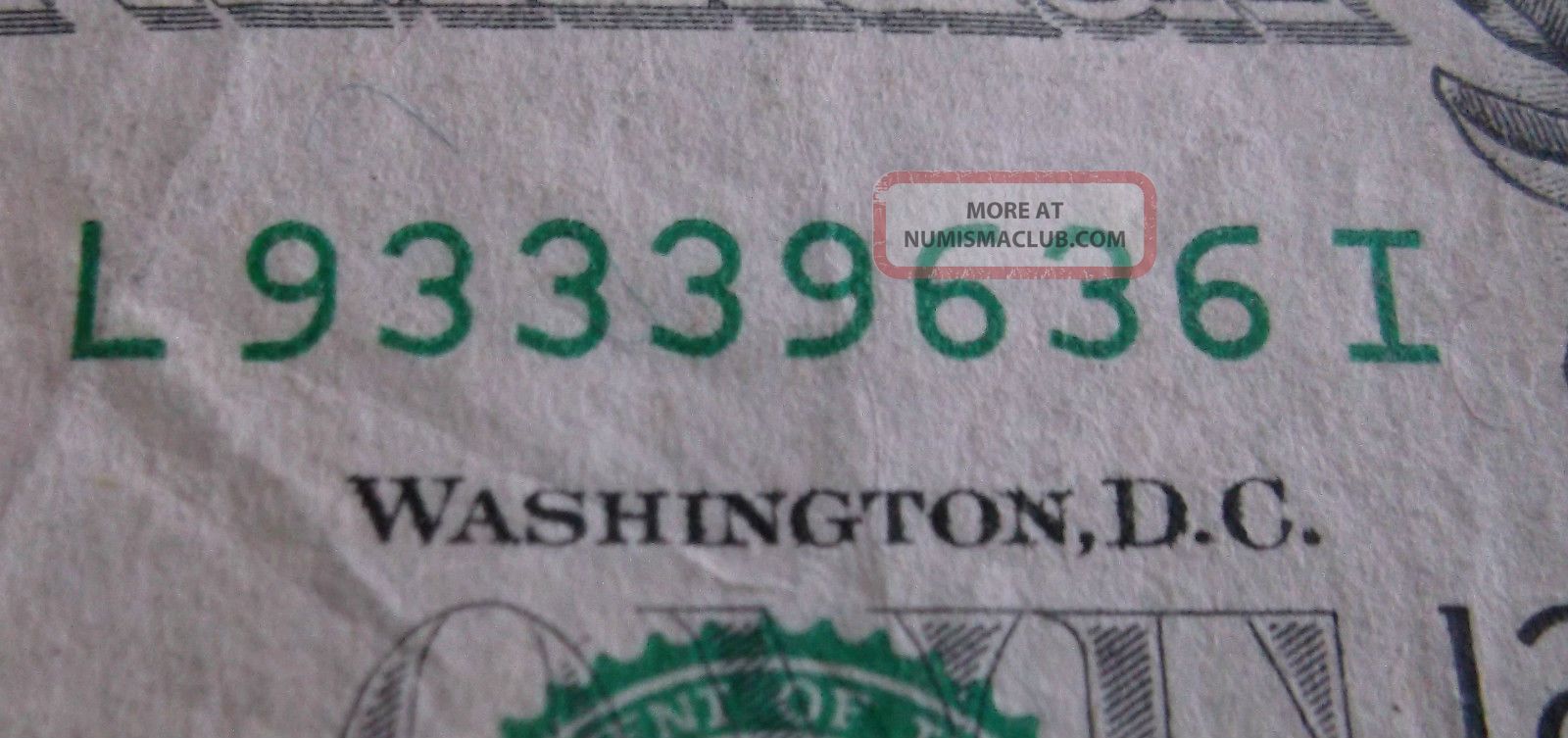 1 Fancy Trinary Bookend Serial Number One Dollar Bill Rare Repeater