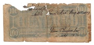 Confederate States Of America $100 Short Snorter 17/02/1864 Pick: 71 Vg photo