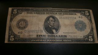 1914 Five Dollar Bill photo