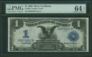 1899 $1 Silver Certificate Banknote Fr228 Choice Uncirculated Certified Pmg64epq photo
