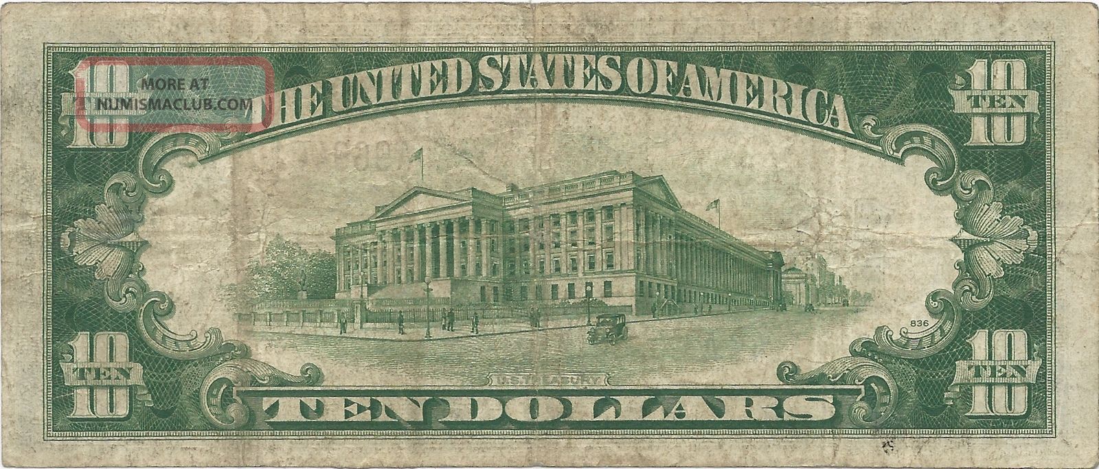 1934a $10 00 Silver Certificate North Africa Yellow Seal