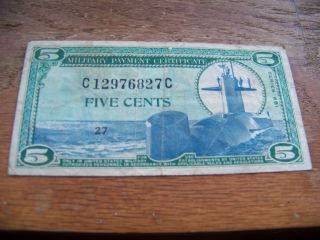 1969 - 70 5 Cent Series 681 Military Payment Certificate Ungraded photo