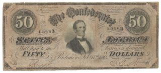Confederate $50 Bill T66 Richmond 1864 photo