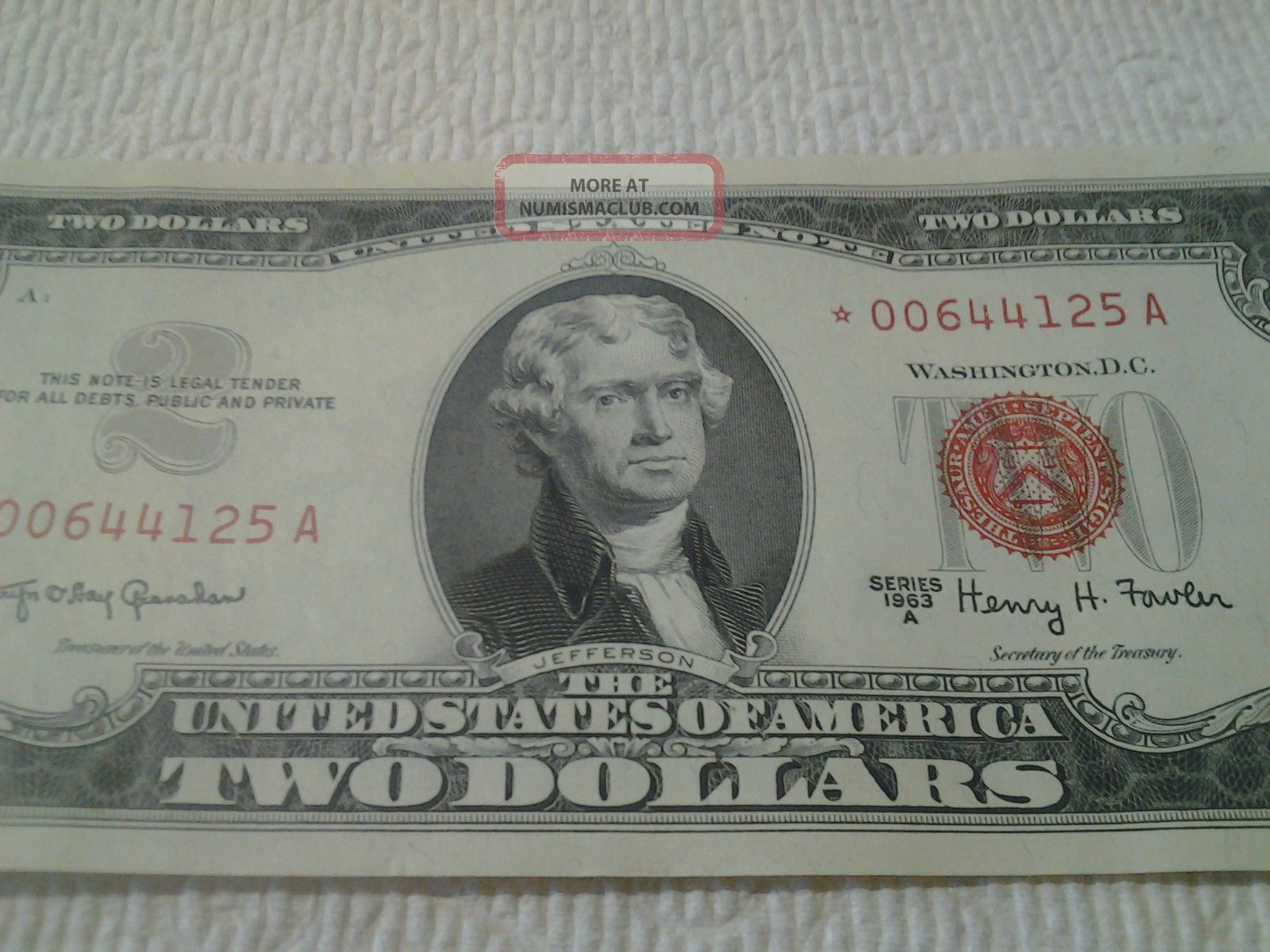 Uncirculated Star 1963a $2 Us Note Red Seal 00644125 A