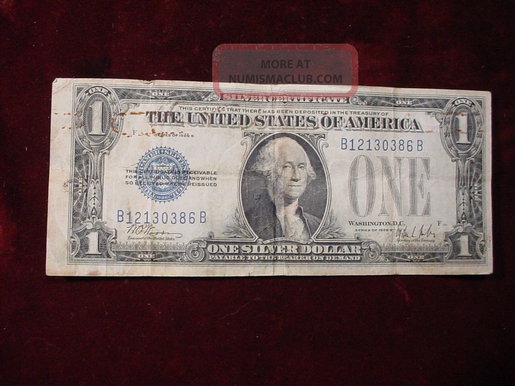 1928b $1 Silver Certificate B B Block Fr 1602 Very Fine
