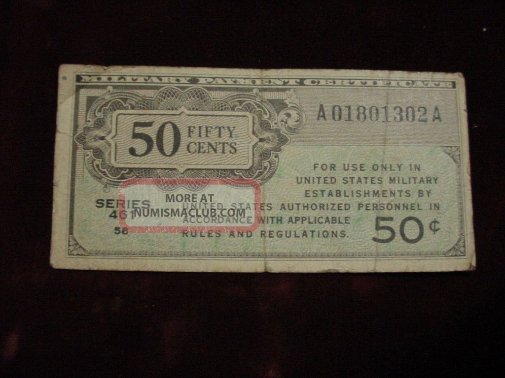 Military Payment Certificate 50 Cents Series 461 Fine