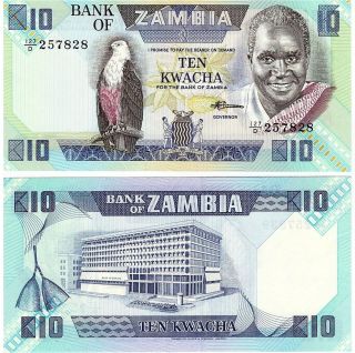 Zambia 10 Kwacha P - 26e,  1980 Unc Banknote Africa photo