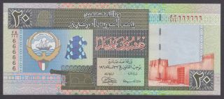 Kuwait 20 Dinars Solid Serial Number 666666 Rare photo
