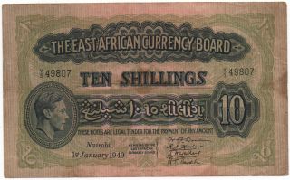 East Africa 10 Shillings 1949 Pick 29 Look Scans photo