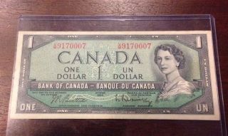 Ottawa 1954 $1 Dollar Canada Unc Bank If Canada Uncirculated Banque Du photo