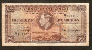 Bermuda 5 Shillings Issued 1937 Pick 8b King G.  Iivery Fine photo