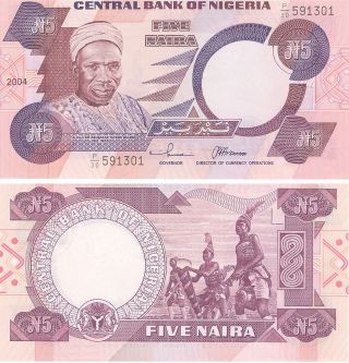 Nigeria 5 Naira 2004 P - 24h,  Unc Banknote Africa photo