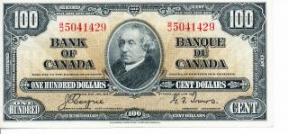 1937 Canadian Paper Money $100 Dollar Bill Extremely Fine Valued & Crisp photo