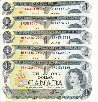 10 X 1973 Canadian Paper Money $1 Dollar Bill Crisp & Unc In Sequence photo