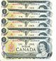 10 X 1973 Canadian Paper Money $1 Dollar Bills 