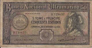 50$00 Escudos Sao TomÉ E Principe Portugal 20 Novembro 1958 photo