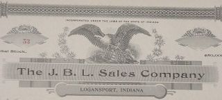 Early 1900 ' S Dr.  J.  B.  Lynas Stock Certificate Uncirculated Logansport,  Indiana photo