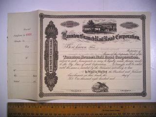 1800s Ma Stock Cert Taunton Branch Rail Road Corp Unissued 1632 Likely C1870s photo