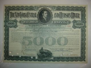 $5,  000 York Central And Hudson River Railroad Company Bond Stock Certificate photo