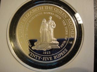 1994 Seychelles 25 Rupees Sterling Silver Proof.  Queen Mother.  Dmcam photo