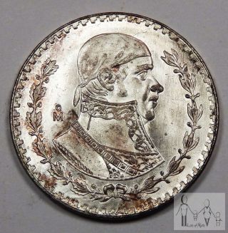 1967 Unc Toned Mexico 10% Silver Un 1 Peso.  0514 Asw 2 photo