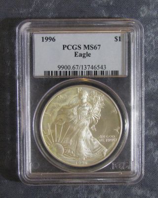 1996 Pcgs Ms67 American Silver Eagle Coin - Key Date - photo