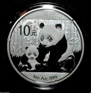 2012 Panda 1 Oz.  999 Pure Chinese Silver Coin Brilliant Uncirculated photo