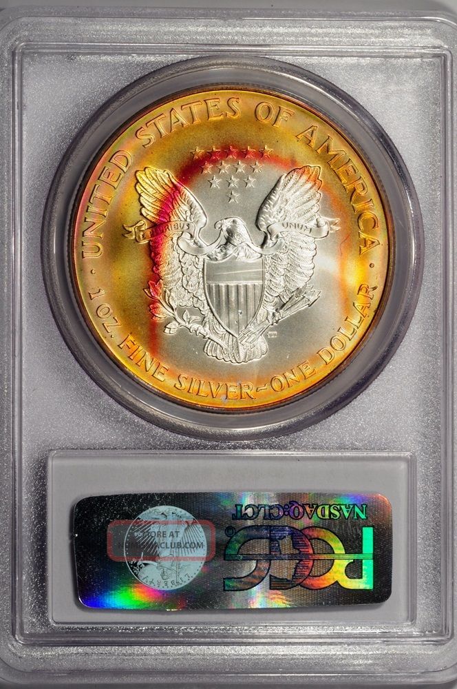 1999 Pcgs Ms67 Ase - Neon Rainbow Target Tone Color Monster 1