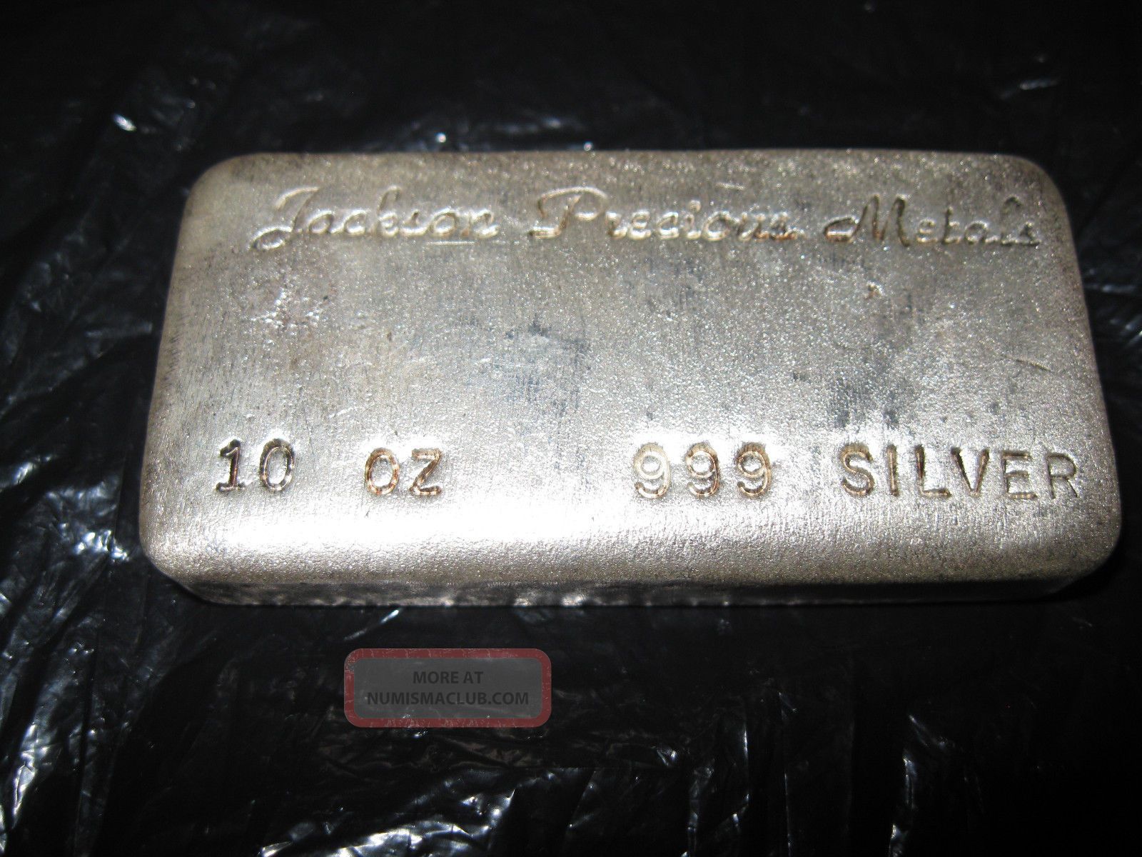 Jackson Pm 10 Troy Oz Bar. 999 Fine Silver Ten Ounces Loaf Vintage Hand
