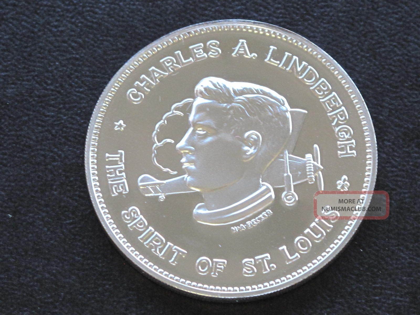 Charles lindbergh flight sterling silver coin medal franklin d0949