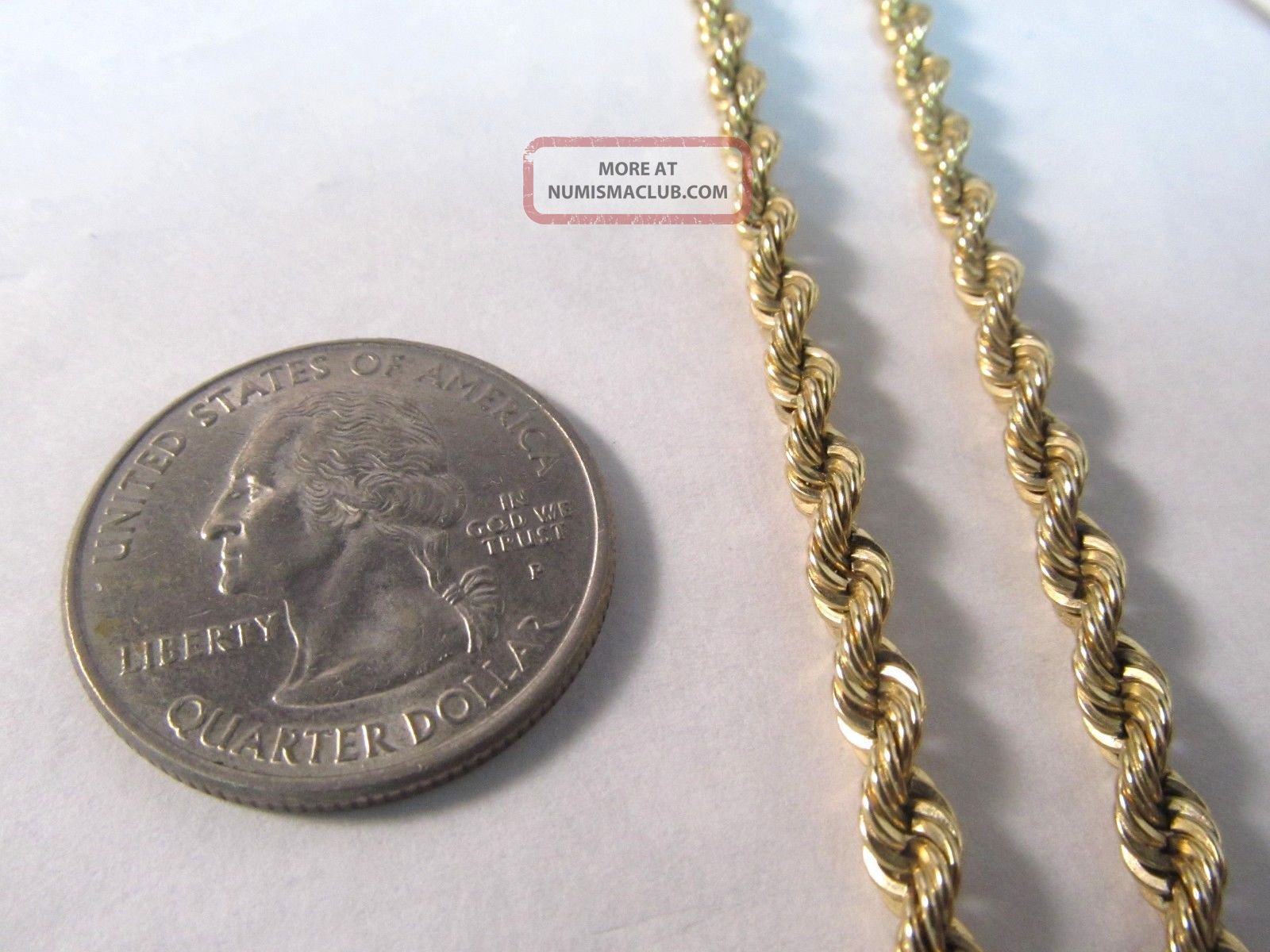 Huge 14k Solid Gold Rope Chain Necklace W/ 1906 - D $10 Liberty Head U ...