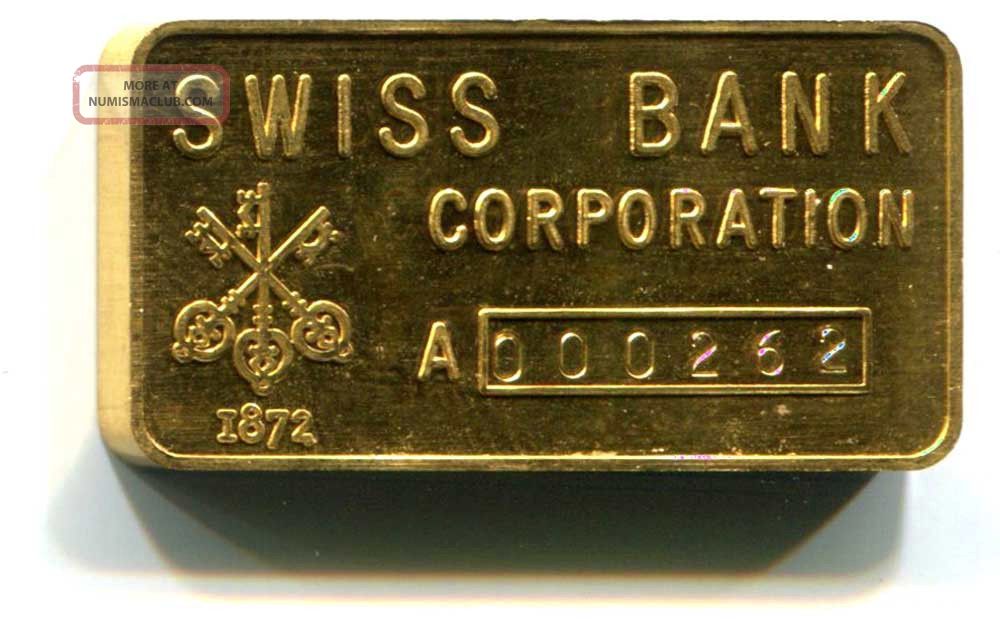 Swiss Bank Corporation 1 Oz. . 9999 Fine Gold Bar Very Hard To Find Rare
