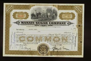 Manati Sugar Company York 1959 Sign George A Braga Iss To Albert Boam photo