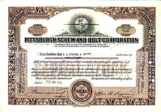 Pittsburgh Screw And Bolt Corporation Pa 1940 Stock Certificate photo