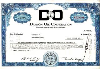 Damson Oil Corporation 1973 Stock Certificate photo