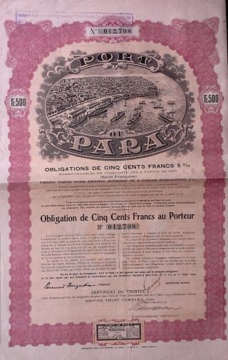 Brazil Brazilian 1909 Port Para 500 Francs Bond Loan photo