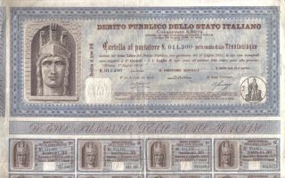 Italy 1955 Bond 3.  5% Loan Public Debt Coupons Deco Uncancelled Rome photo