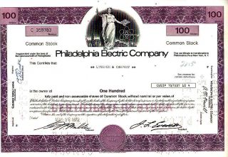 Philadelphia Electric Company Pa 1972 Stock Certificate photo