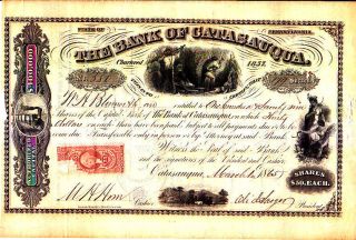 Bank Of Catasauqua Pa 1865 Stock Certificate photo