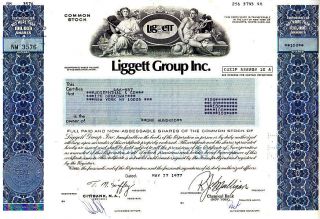 Liggett Group Inc.  1977 Stock Certificate photo