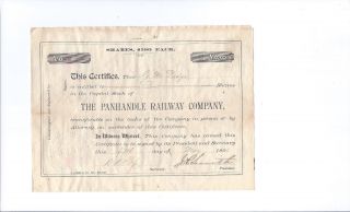 Scarce Issued 1891 Railroad Stock Certificate - The Panhandle Railway Co (texas) photo