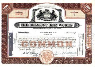 Belmont Iron Stock Certificate photo