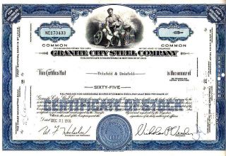 Granite City Steel Company 1966 Stock Certificate photo